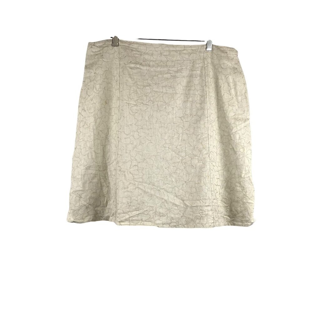 Coldwater Creek Womens Floral Embroidered A-Line Elastic Back Skirt PXL